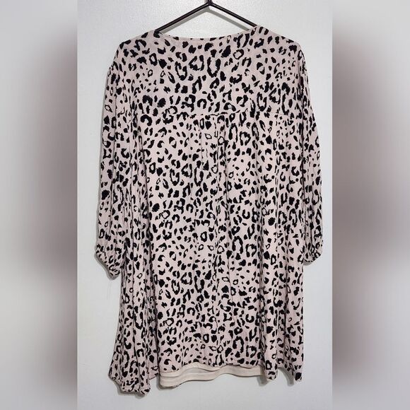 Savanna Jane Leopard printed long sleeve floral embroidered dress plus size 1X - Picture 6 of 9